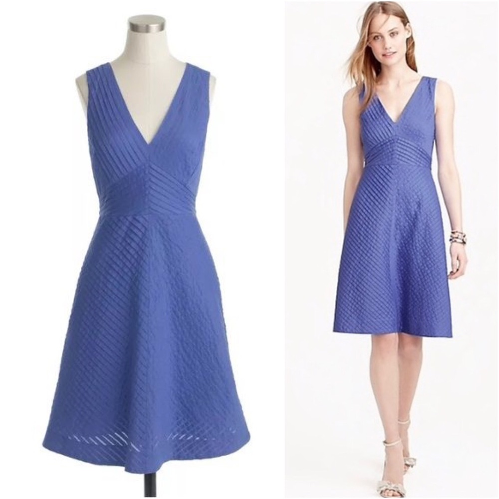 J. CREW Dress Fit and Flare Chevron Pleated Cotton